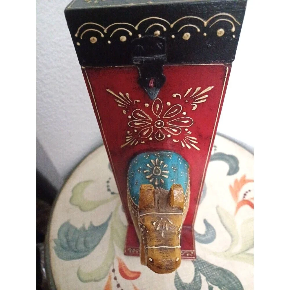 Camel handmade and painted wooden wine bottle holder CIRCA 1980s